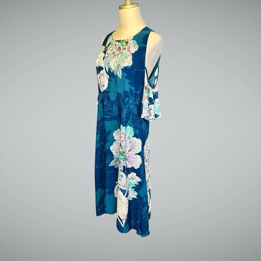 Maeve by Anthropologie ‘Elia’ Cold Shoulder Floral Print Dress in Turquoise 10 - Picture 7 of 16